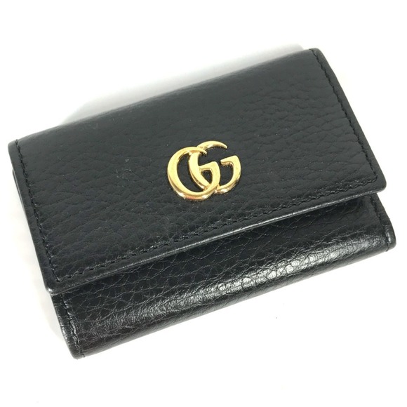 GUCCI GG Marmont 6-ring key case, black leather, for women, 456118